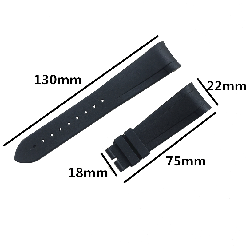 Jam Tangan Karet Silikon Lembut Ujung Lengkung Kualitas Tinggi 22Mm Gesper Perak untuk Tali Tudor Perunggu Biwan Bunga Merah Kecil