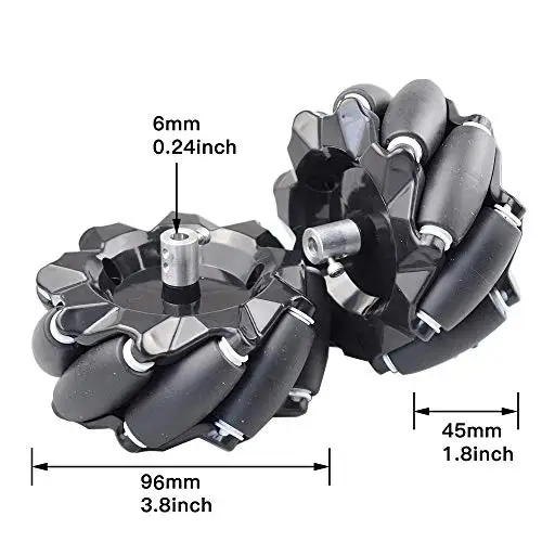 20KG Load 96mm Omni Mecanum Wheel with 4/6mm Couplings for Arduino Raspberry Pi DIY STEM Toy Parts