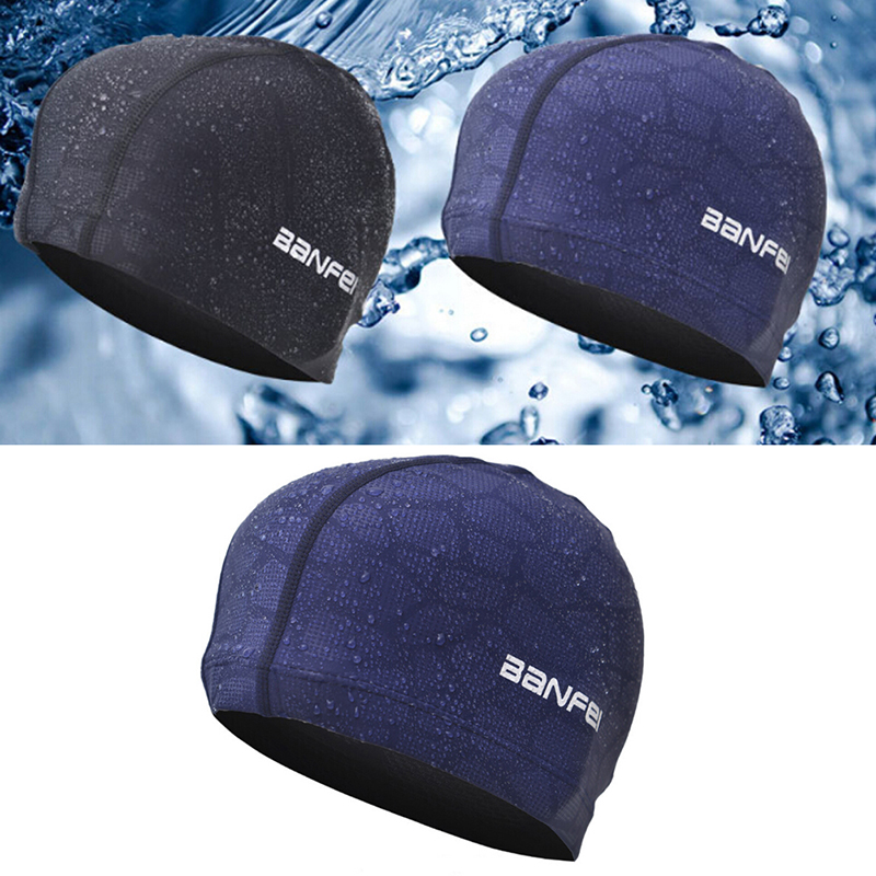 Gorro de natación deportivo para hombre y mujer, gorro elástico impermeable de tela PU para proteger las orejas, pelo largo, talla libre, novedad de 2021
