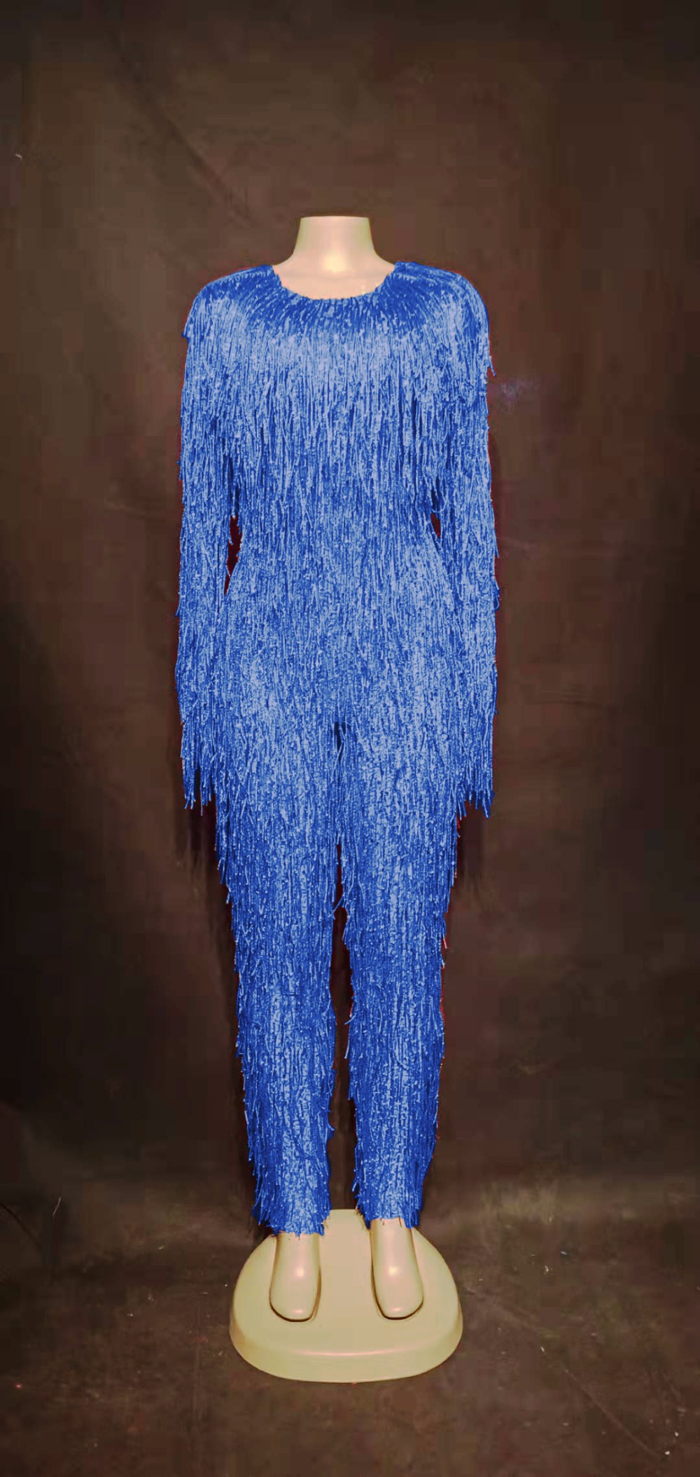 แฟชั่น Fringes หิน Jumpsuit Rhinestones เซ็กซี่บอดี้สูท Costum นักร้องเวทีสวมใส่วันเกิดฉลอง Tassels DS DJ ชุด