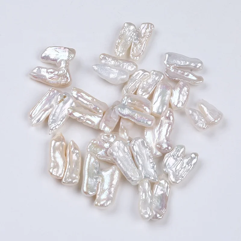 Grosir 14*17Mm Mutiara Air Tawar Longgar Biwa Putih Alami Bentuk Tidak Beraturan Tanpa Lubang untuk Pembuatan DIY