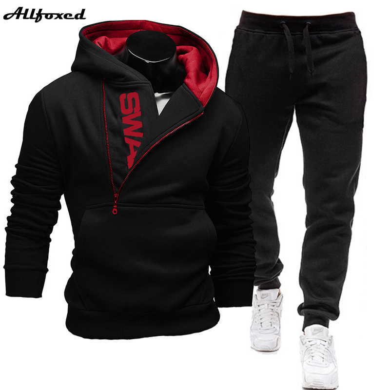 Chándal de 2 piezas para hombre, conjunto de sudadera y pantalones de chándal, ropa deportiva informal con cremallera, talla grande, 2022