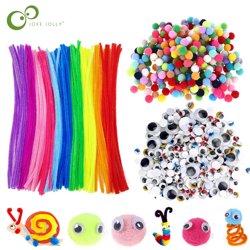 Plüschstab / Pompons / Googly Wackelaugen Regenbogenfarben Shilly-Stick Lernspielzeug DIY Kunsthandwerksspielzeug für Kinder GYH