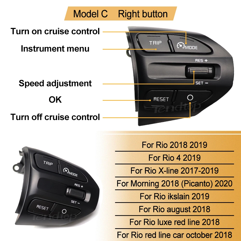 Para KIA K2 RIO IKSLAIN AUGUST X-LINE LUXE RED LINE volante botón de Control de crucero Bluetooth Audio teléfono interruptor de volumen Coche