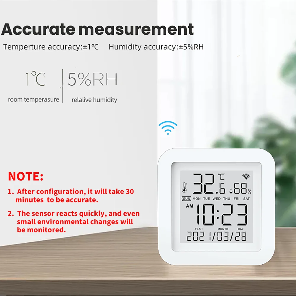 Tuya-Sensor de temperatura y humedad WIFI para hogar inteligente, termómetro, higrómetro, compatible con asistente de Google Alexa