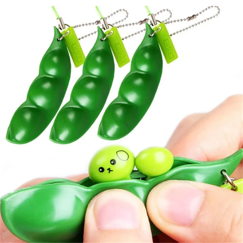 Игрушки-непоседы, декомпрессионные игрушки Edamame, антистресс, игрушка-поппер, бесконечный арахис, горох, фасоль, брелок, непоседа, мягкая декомпрессия