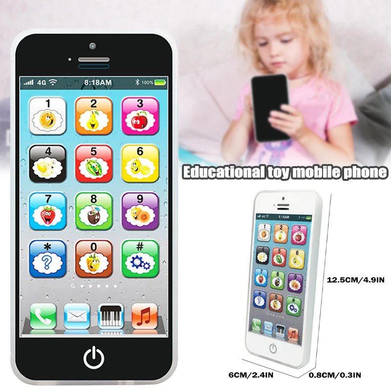 Bebê aprendendo telefone móvel para crianças, Early Educational Music Toy, Brinquedos luminosos elétricos, Puzzle celular