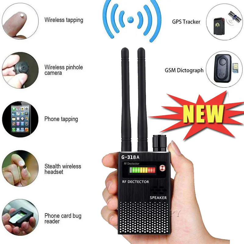 2.4G Wifi Tín Hiệu RF Tìm Chống Candid Camera Báo Gián Điệp Ẩn Cam Âm Thanh Lỗi GPS Tracke GSM Thiết Bị Không Dây máy Quét Đen