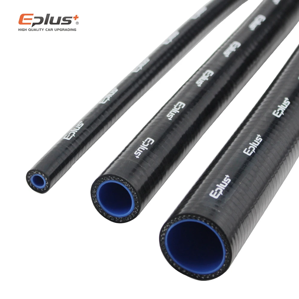 EPLUS 4-lagiger 1 m Polyester-Silikonschlauch, hochtemperaturbeständiger Automotorschlauch, schwarz, universeller Silikagelschlauch in mehreren Größen