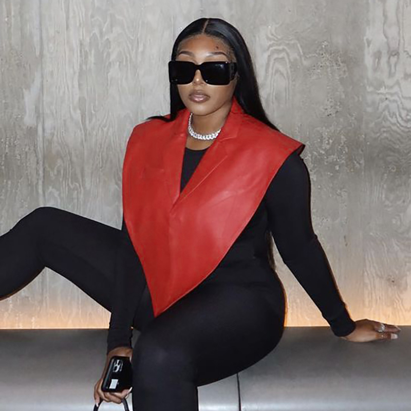 Майка женская из искусственной кожи, с английским воротником, осень 2021