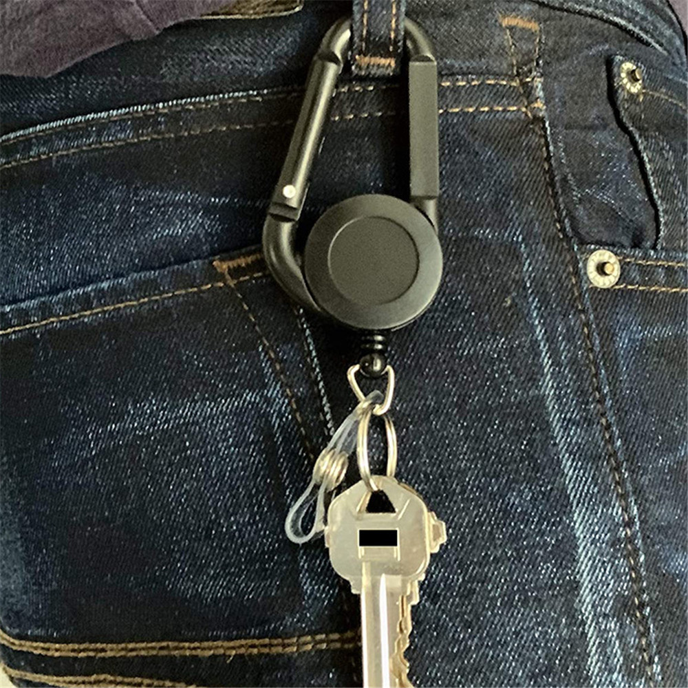 Cartão de identificação chaveiro cordão clipe chaveiro retrátil puxar nome tag recoil crachá cinto corda titular resistente chaveiro