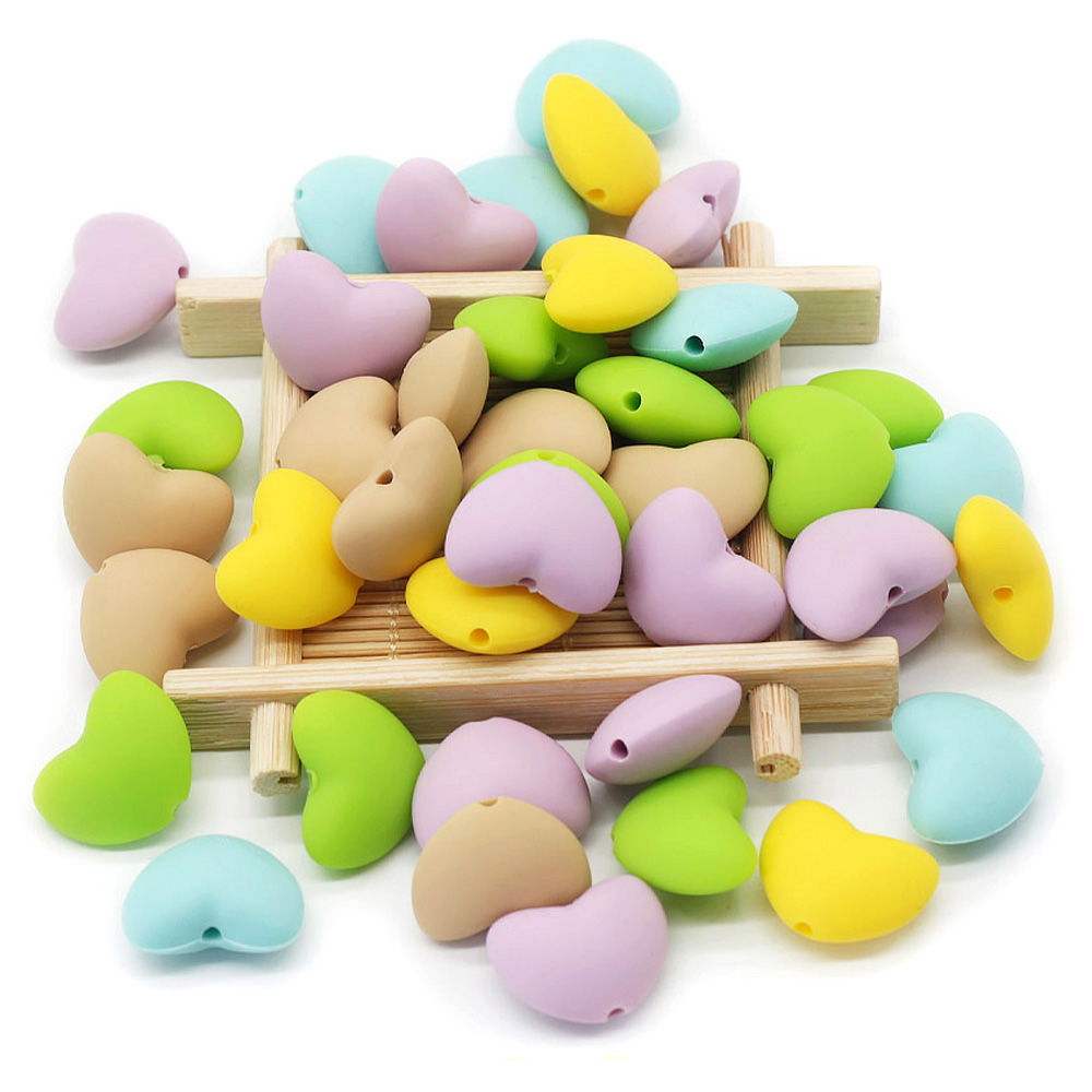น่ารัก-idea 10pcs รูปหัวใจซิลิโคนลูกปัดทารก Teething Chew ลูกปัด DIY Pacifier CHAIN ของเล่นอุปกรณ์เสริม BPA ฟรีสินค้าเด็ก