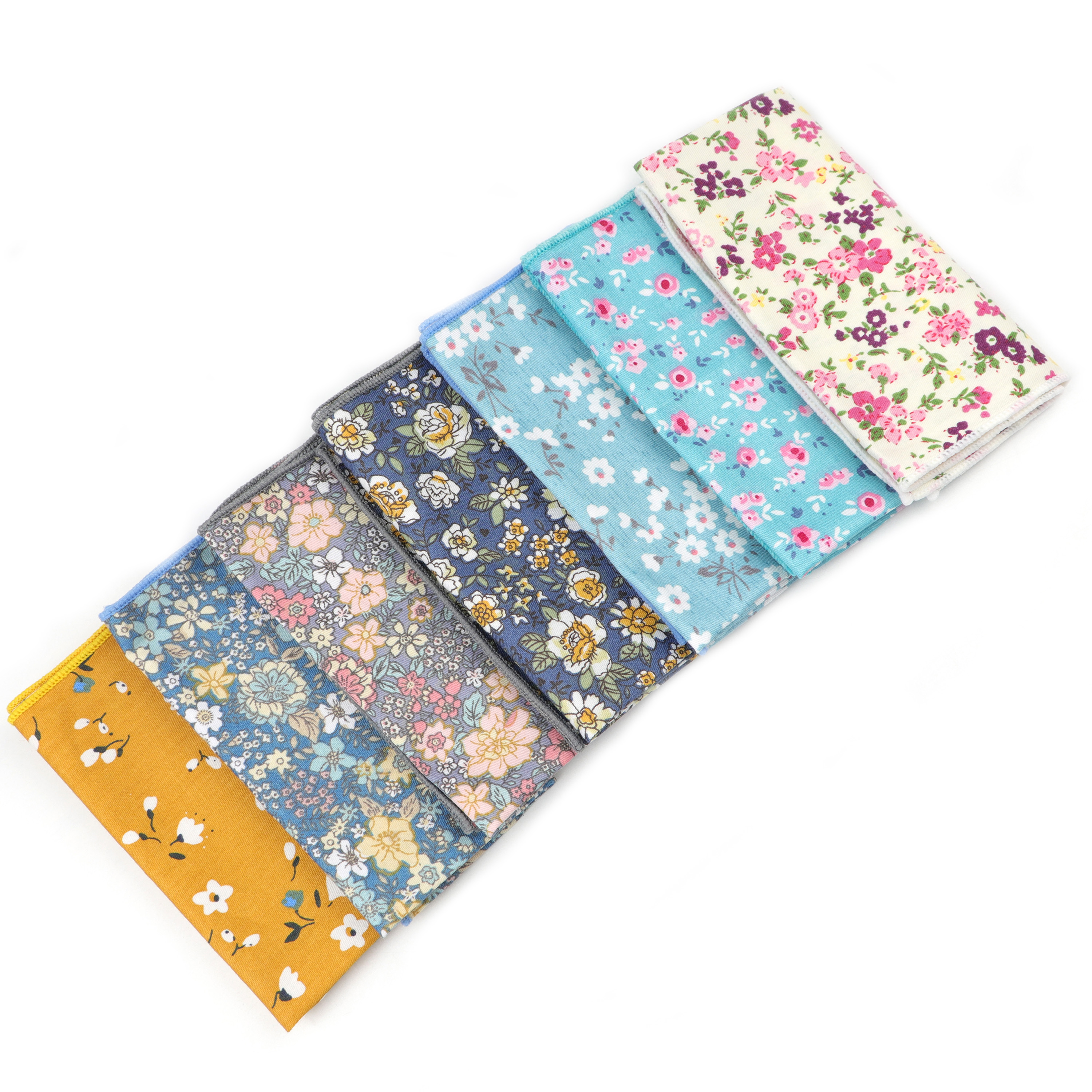 Vintageดอกไม้การ์ตูนพิมพ์ผ้าเช็ดหน้าผ้าฝ้ายผู้หญิงผู้ชายชุดพ็อกเก็ตสแควร์ผู้ใหญ่ของขวัญคุณภาพสูง