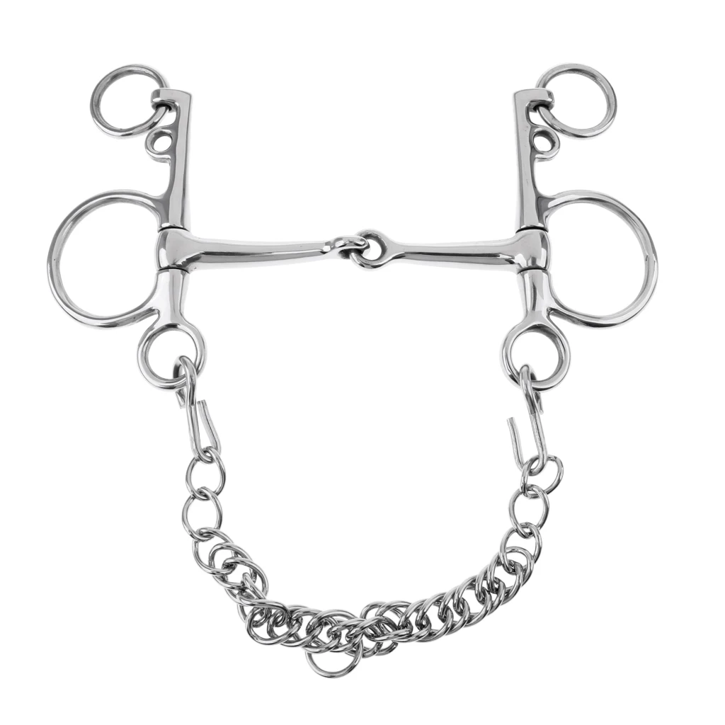 5นิ้ว Horse Bit Snaffle Curb Chain และ Curb ตะขอ-ทนทานและสนิม
