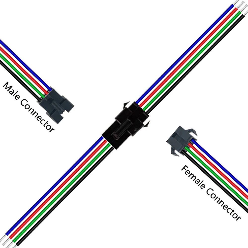 Conector JST macho y hembra, 5-100 pares, 2 pines/3 pines/4 pines/5 pines para tira de LED 5050/3528 WS2812B/WS2811 WS2813/WS2815 SK6812