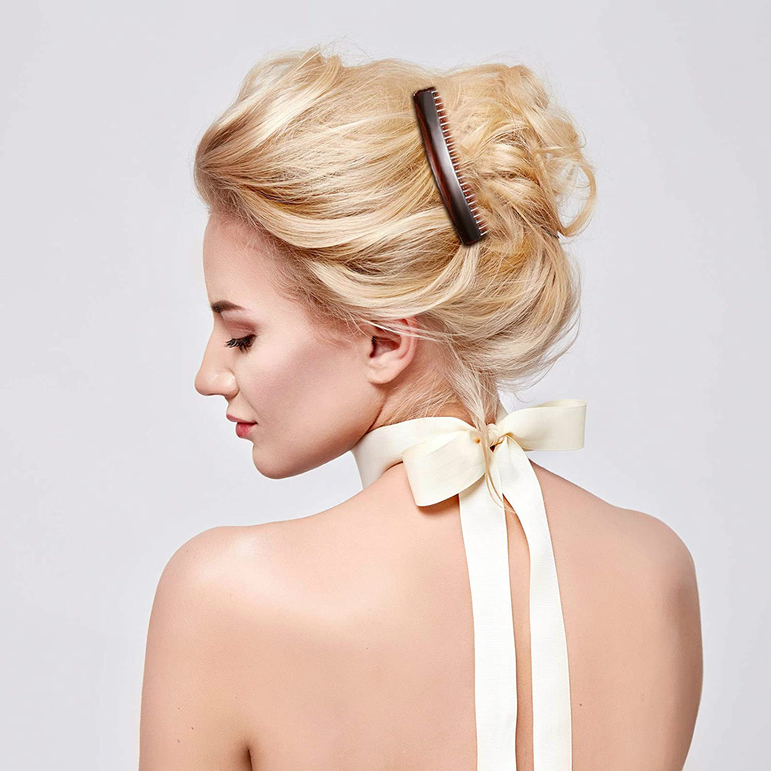 Peine de plástico para mujer, accesorio para el cabello fino con 23 dientes, 4 colores, 1 unidad