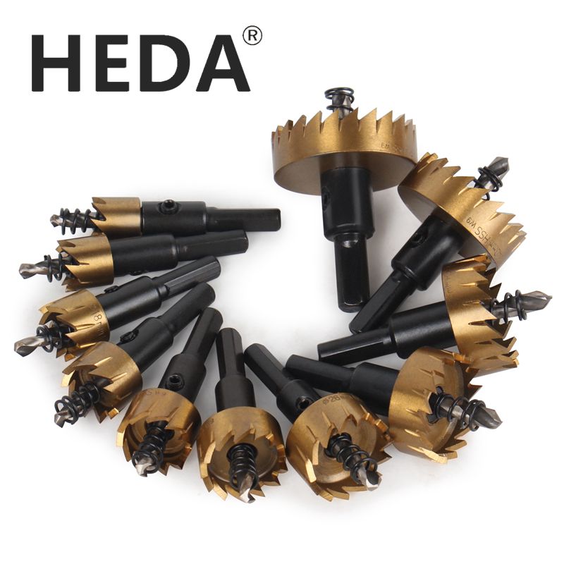 Кольцевая пила HSS с титановым покрытием 12-100 мм для металла из нержавеющей алюминиевого сплава с пилотным сверлом, сверла из высокоскоростной стали