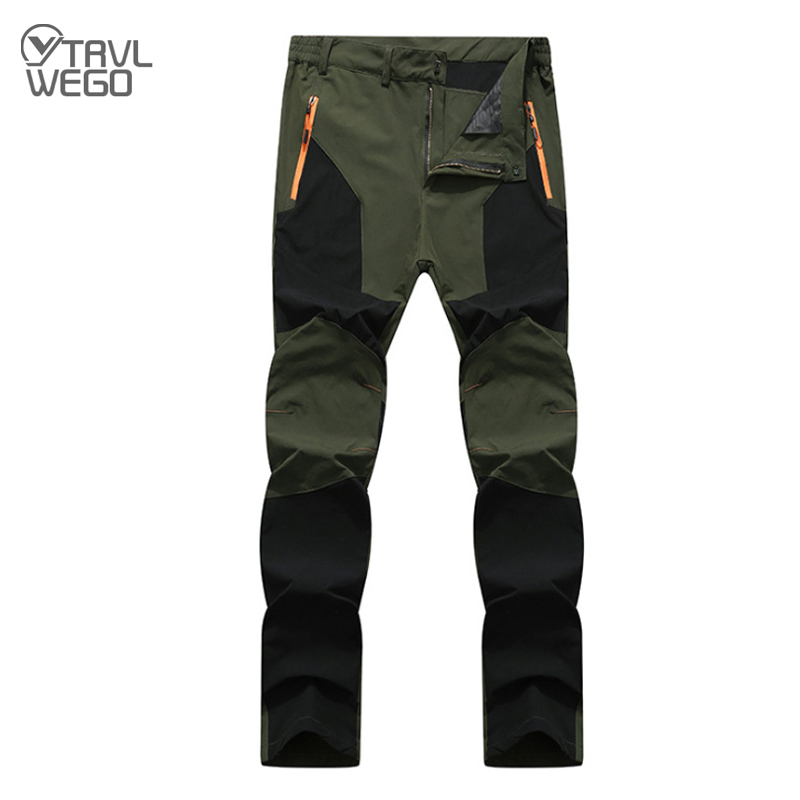TRVLWEGO Men Summer Hiking Pants Camping Trousers Wear-resistant Water Splash Prevention Quick Dry UV Resistant Elastic Thin