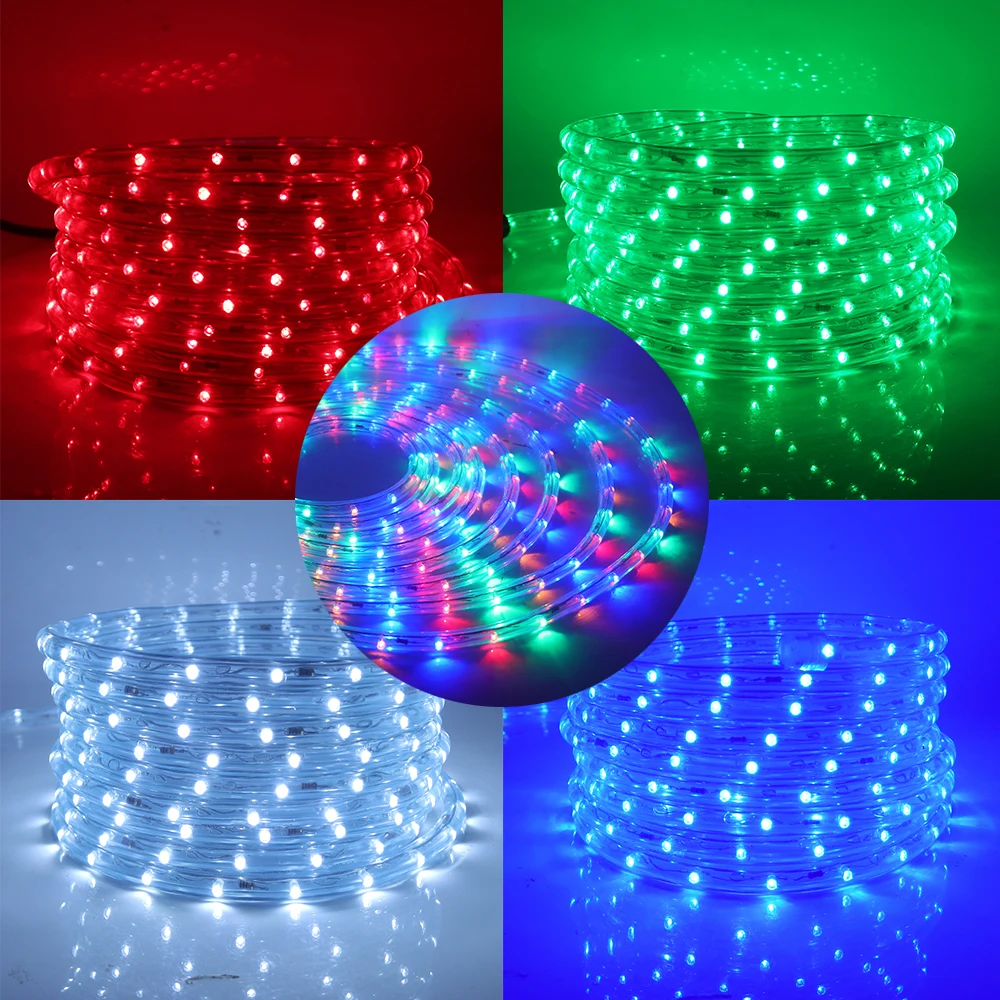 AC 220V 네온 스트립 LED 스트립 방수 네온 사인 LED 빛 크리스마스 파티 장식 야외 무지개 튜브 로프 빛 Led 스트립