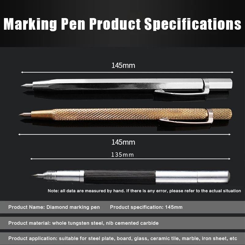 1pcs 3 ประเภทเพชรโลหะ MARKER ปากกาแกะสลักทังสเตนคาร์ไบด์ Nib ปากกา Stylus สําหรับแก้วเซรามิคโลหะไม้แกะสลักมือเครื่องมือ
