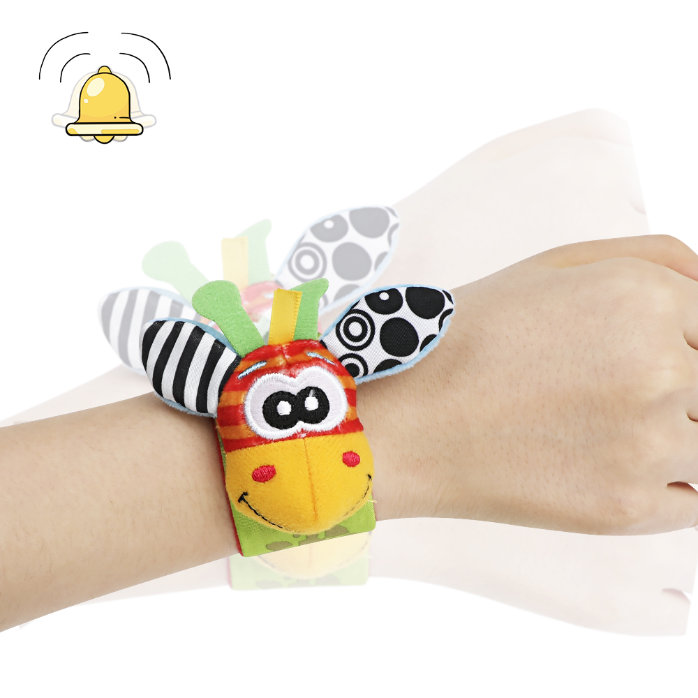 귀여운 박제 동물 아기 딸랑이 양말 손목 아기 딸랑이, 신생아 장난감, 아기용 소리 게임 만들기, 0-12 개월, 2 개, 4 개