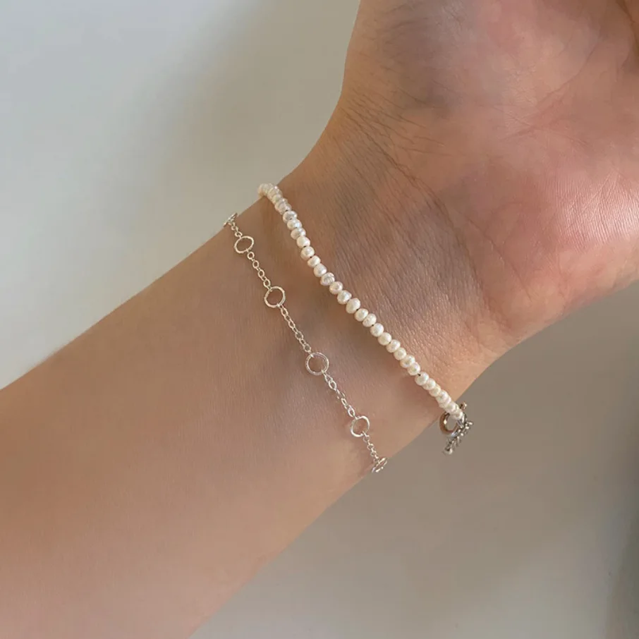 Gelang Rantai Lingkar Perak Murni 925 Asli Emas 18K C-A304
