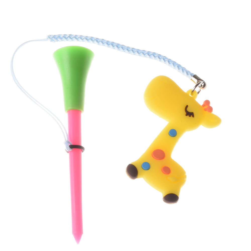 ยางตีกอล์ฟ5ชิ้นพร้อมเชือกทำมือป้องกันการสูญเสียที่แตกต่างกันรูปการ์ตูนที่วางลูกกอล์ฟและเชือกถักของขวัญ