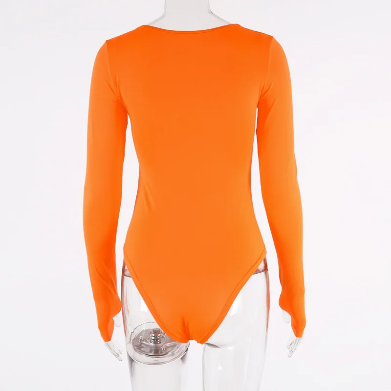 BKLD-body de manga larga para mujer, con cuello redondo ropa Sexy, color negro y naranja, Top a la moda para discoteca, 2019