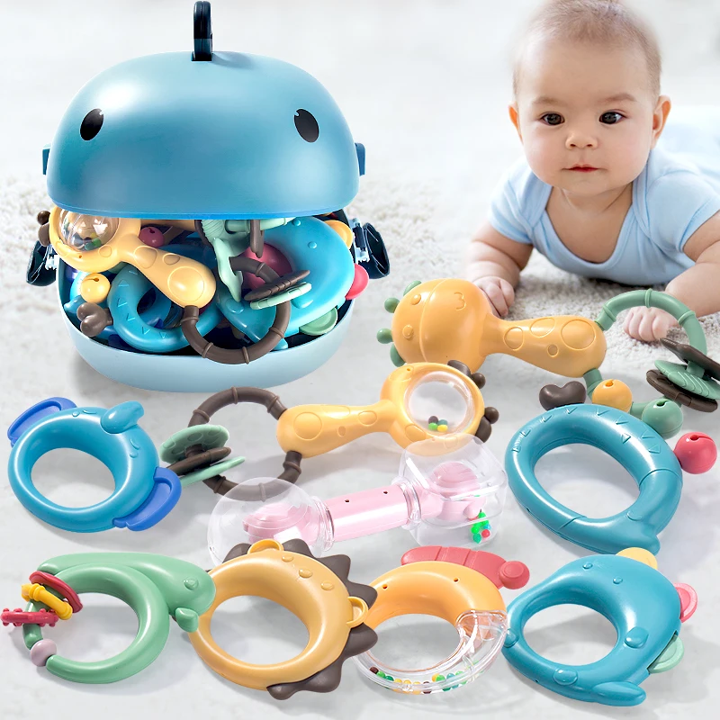 新生児知育玩具セット赤ちゃんインタラクティブモンテッソーリおしゃぶりソフトガラガラボックス子供のリング0 12ヶ月のためのゲーム