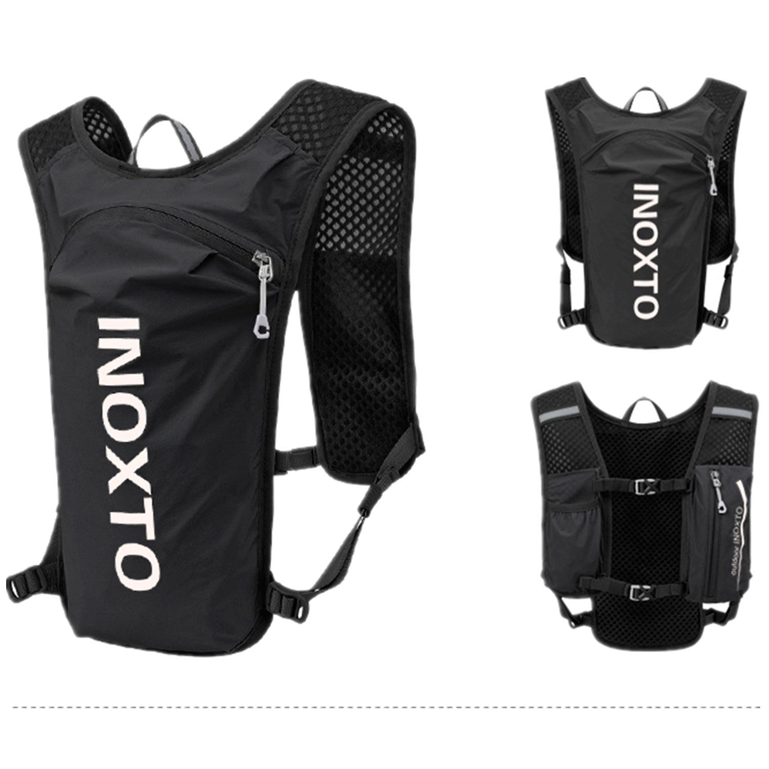 INOXTO กันน้ำกระเป๋าเป้สะพายหลัง5L Ultra-Light Hydration Vest จักรยานเสือภูเขา Breathable Gym กระเป๋า1.5L น้ำกระเป๋า