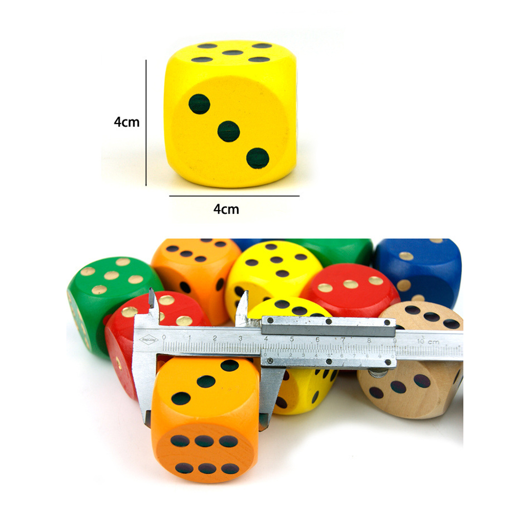 1 Uds. Dados de madera de 40mm, juego de puntos de madera maciza y colorida grande, dados redondeados para beber