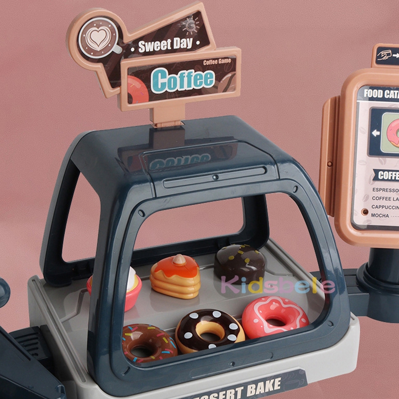 Macchina da caffè Set di giocattoli Giocattoli da cucina Simulazione Cibo Pane Torta di caffè Giochi di finzione Shopping Registratore di cassa Giocattoli per bambini