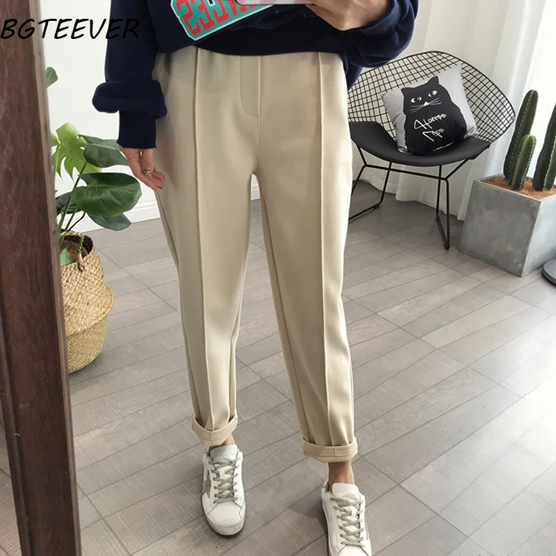 BGTEEVER Mùa Đông Làm Dày Nữ Quần Bút Chì Quần Tất Len Nữ Thu Đông Cao Cấp Rời Quần Capris Mềm Chất Liệu Vải Tốt