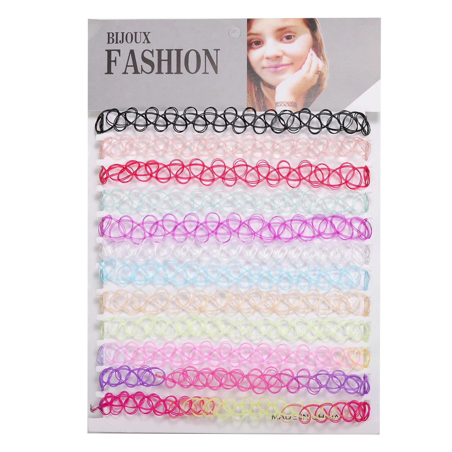 ZS 12 Uds gargantilla elástica Vintage collar señora chica tatuaje gargantilla collar Punk Retro gótico collares elásticos para mujeres