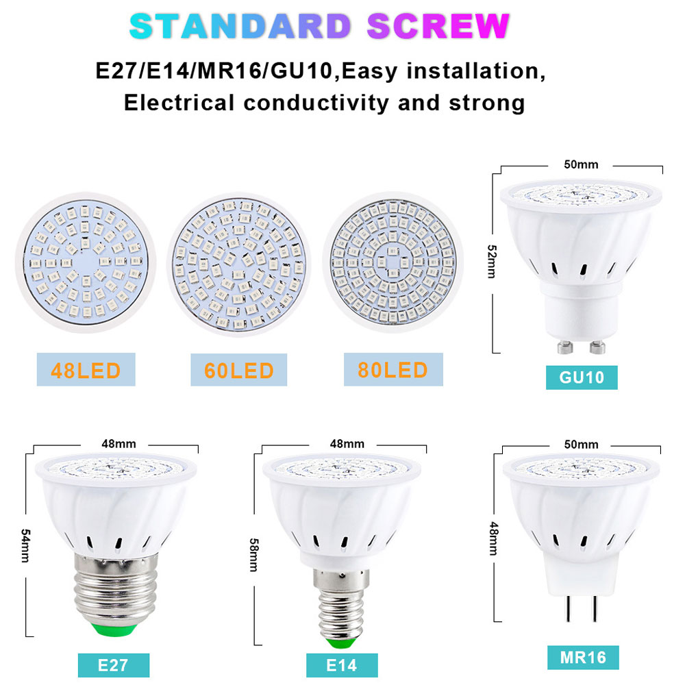 3 pçs/lote led cresce a luz e27 e14 mr16 gu10 led espectro completo estufa hidropônica semeadura crescer planta lâmpada flor iluminação interior