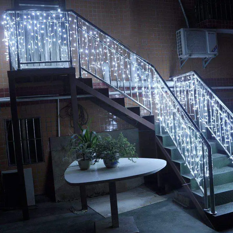 Led Màn Vòng Hoa Trên Cửa Sổ Đường Vòng Hoa Trên Nhà Festoon Icicle Màn Sáng 3M * 1M cắm Hoạt Động