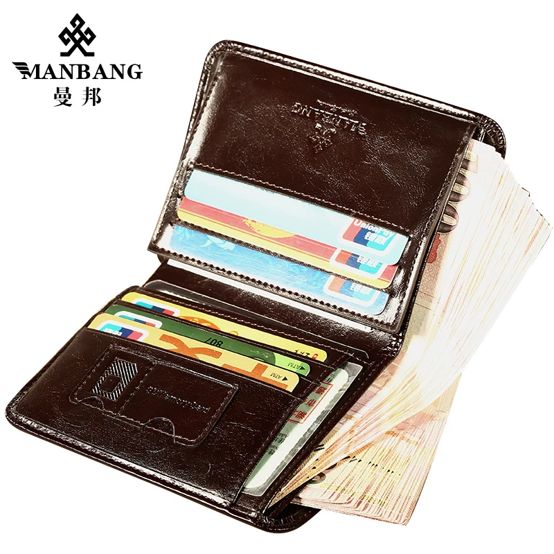 ManBang 클래식 스타일 지갑 정품 가죽 남성 지갑 짧은 남성 지갑 카드 홀더 지갑 남성 패션 고품질