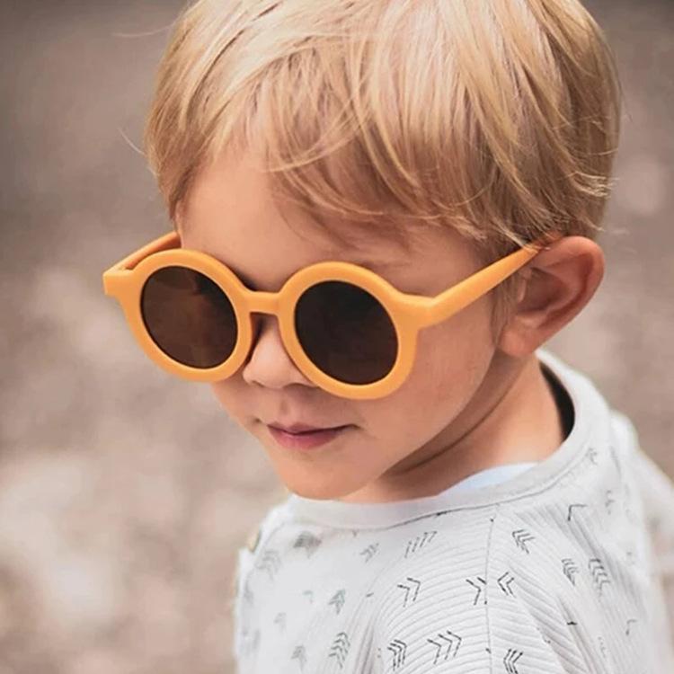 2021 novas crianças óculos de sol infantil retro cor sólida à prova de ultravioleta redondo óculos de conveniência para crianças