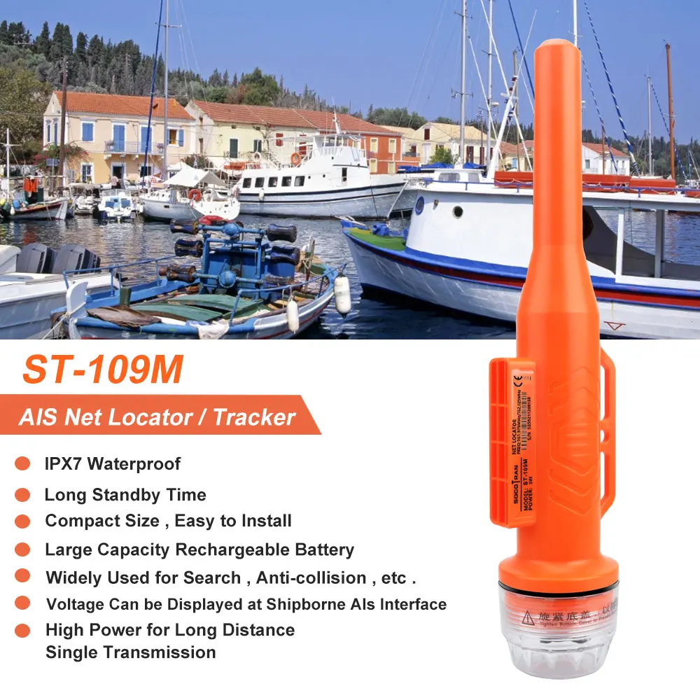 Socotran ST-109M Mềm Thuyền Sử Dụng Lưới Đánh Cá Vị Trí Đo Gửi AIS Vị Trí Có Ăng Ten IPX7 GPS Chống Mất Theo Dõi thiết Bị Định Vị
