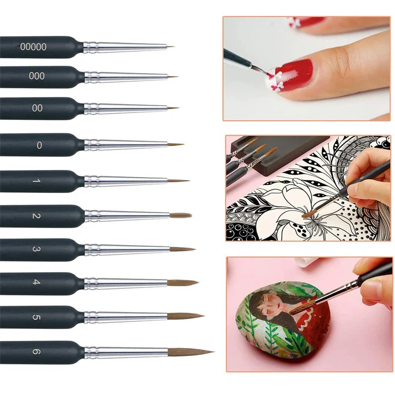 10 Chiếc Thu Nhỏ Bút Lông Họa Tiết Tranh Bút Lông Bộ Tay Cầm Tiện Cho Acrylic Tranh, Con Trưởng Thành Sơn Do Số