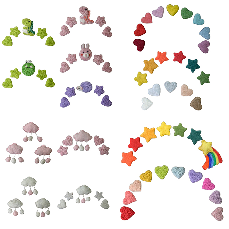 3/5 Uds. DIY de fieltro de lana para bebé, nubes, estrellas, adornos de amor, decoraciones para fiesta en casa, accesorios de fotografía para recién nacidos