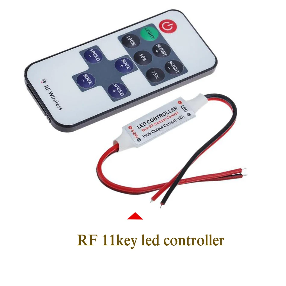 DC 12V-24V Mini 3 tasti 11ey RF Controller LED monocolore Dimmer di luminosità per led 3528 5050 Striscia LED