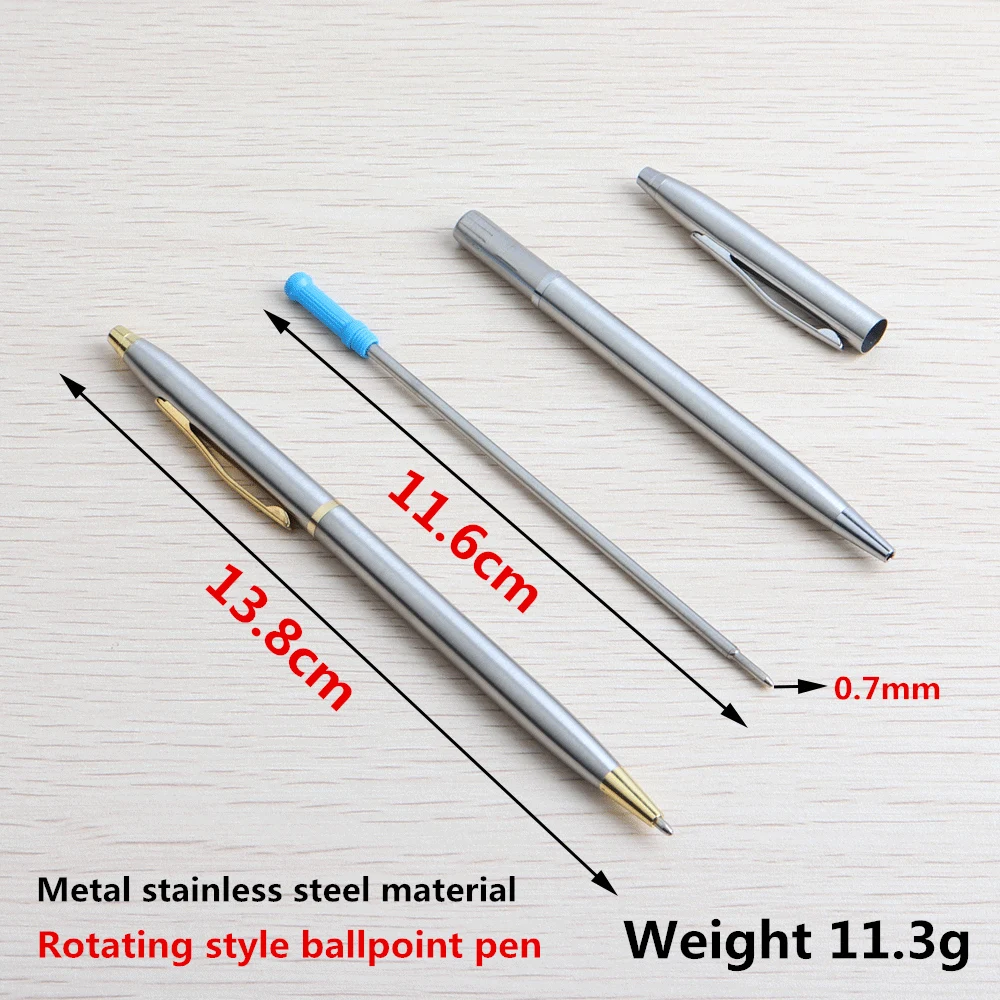 2 + 20 Chiếc/Bộ Kim Loại Bút Bi Nạp Lại Cho Trường Học Công Sở Chất Liệu Thép Không Gỉ Bút Bi Đen màu Xanh Mực Đổ