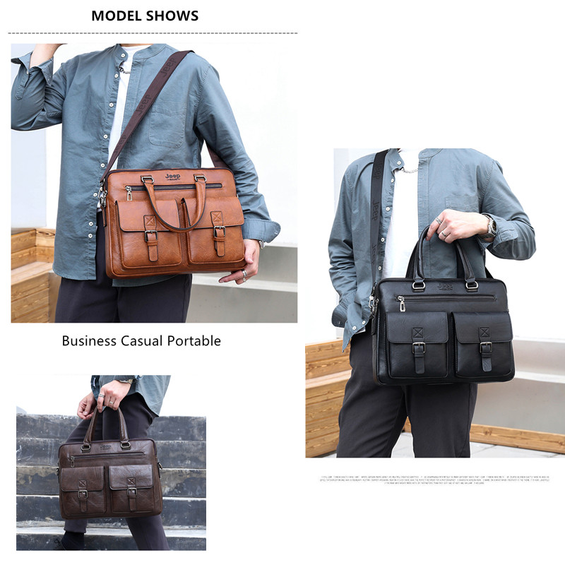 JEEP BULUO Aktentasche Taschen für Männer Business Mode Büro Arbeit Handtaschen Berühmte brandneue Design Herren Aktentasche 13,5 Zoll Laptoptasche