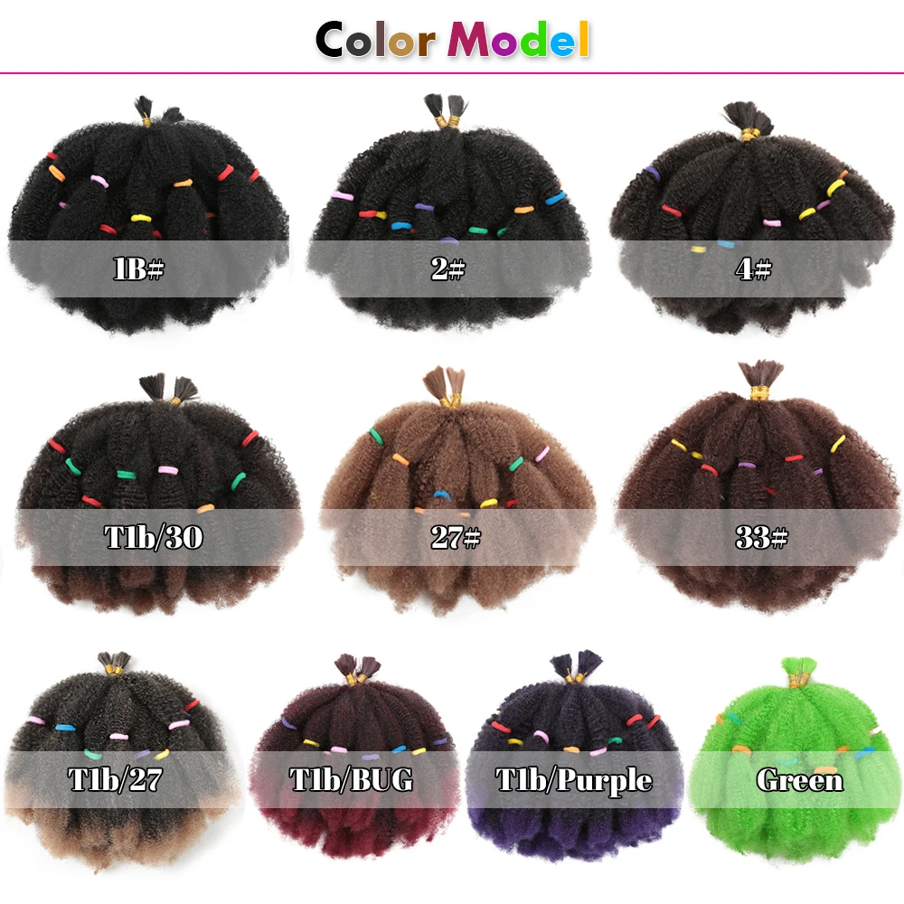 12 Zoll synthetisches Ombre-Flechthaar Afro Kinky Bulk Braids Bug Brown Color Curly Crochet Braids Haarverlängerung