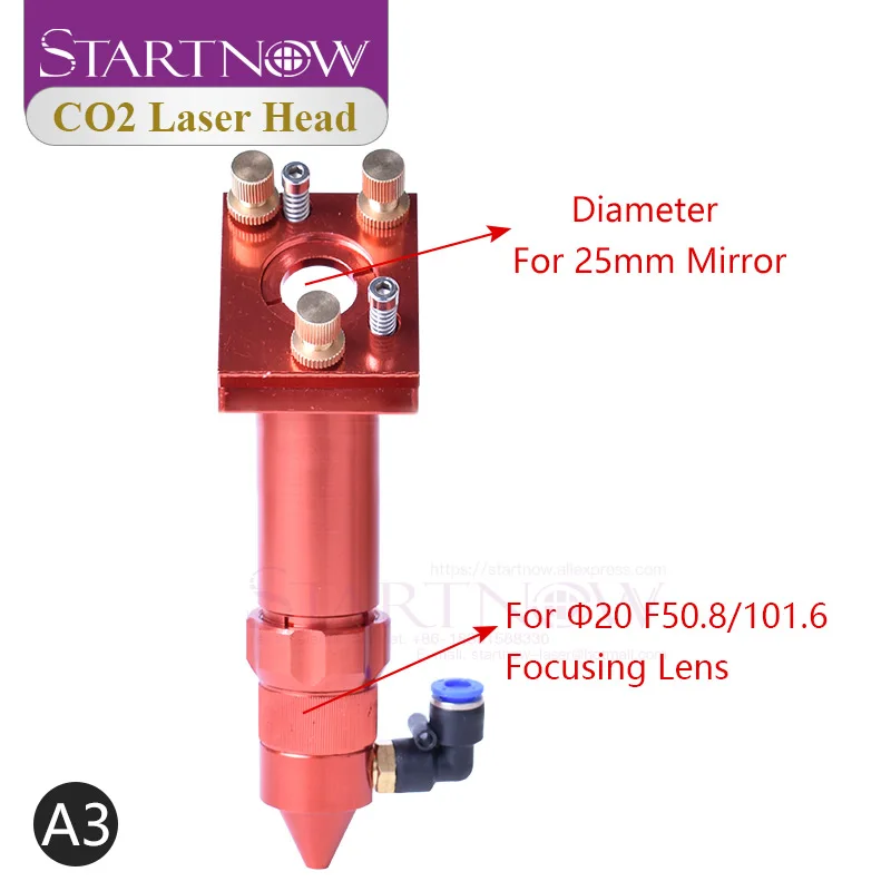 Startnow CO2 Đầu Laser Bộ Gương Ống Kính Lấy Nét Integrative Đèn Gắn Giá Đỡ Cho Cắt Laser Cơ Chế Thiết Bị Phần
