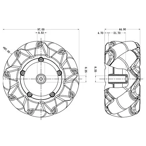 20KG Load 96mm Omni Mecanum Wheel with 4/6mm Couplings for Arduino Raspberry Pi DIY STEM Toy Parts