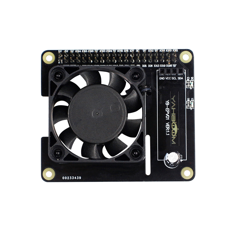Placa de expansão Yahboom RGB Cooling HAT compatível com Raspberry Pi 5 4B 3B + RDK com OLED e ventilador de resfriamento