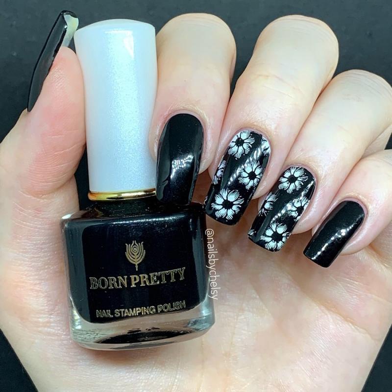 Sinh Xinh Xắn 2 Cái/bộ 6ML Đen Trắng Móng Dập Ba Lan Dầu Bóng Vàng Bạc Cho Móng Tay Nghệ Thuật Tấm Tem Dầu dập Series