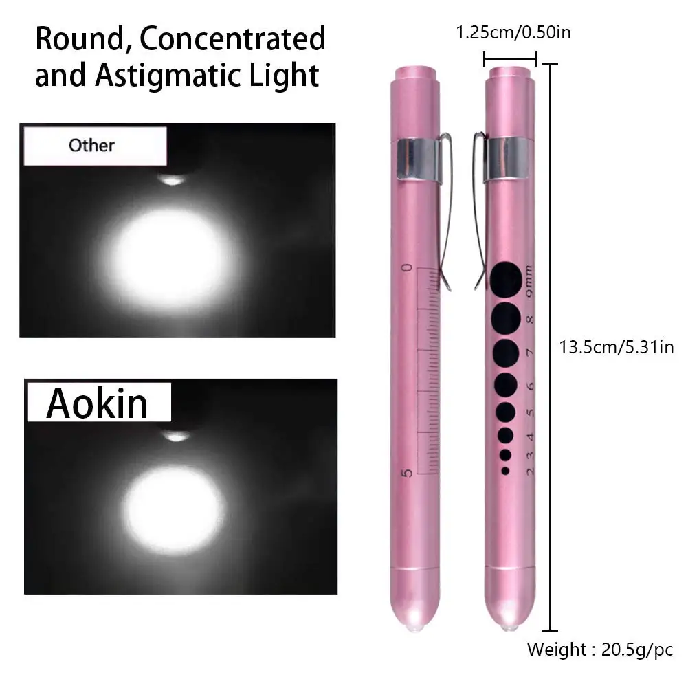 Torcia a LED portatile Lampada riutilizzabile per penna di pronto soccorso medico con penna per diagnosi da medico e infermiere per la misurazione del calibro della pupilla